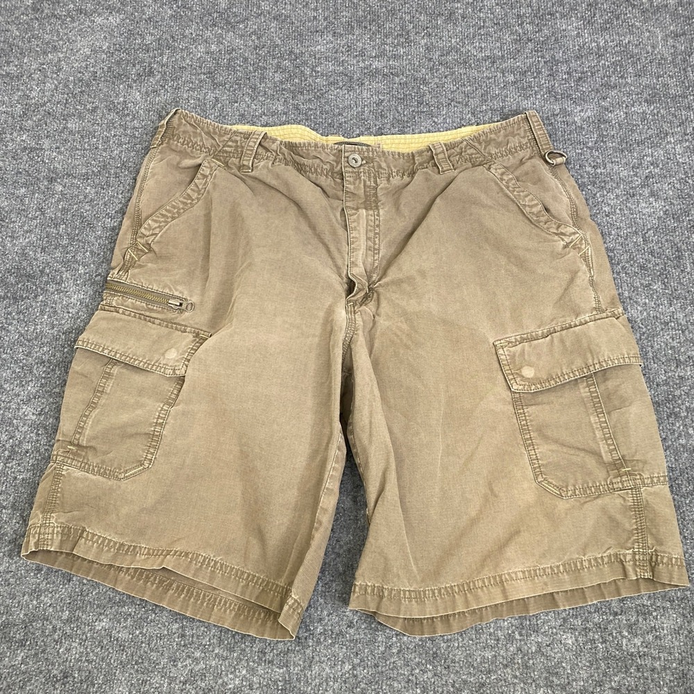 REI Mens 38 Cargo Shorts Khaki Organic Cotton Ripstop Hiking Utility Pockets